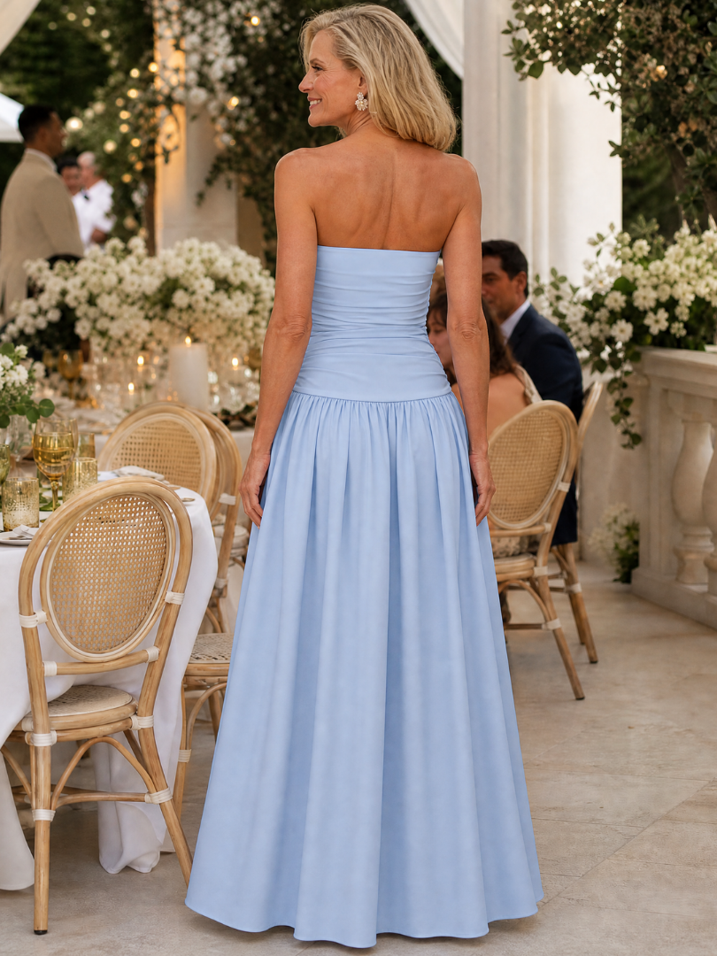 Women's Strapless Wedding Guest Midi Dress