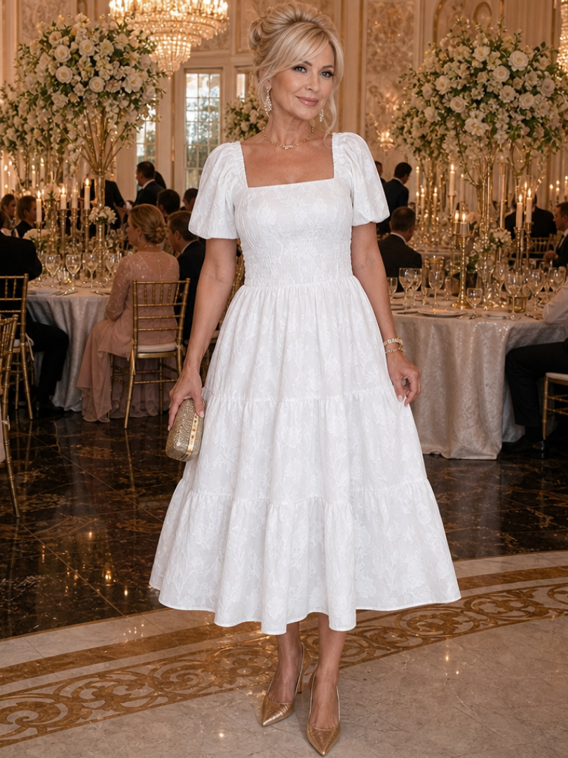 Women's Wedding Guest Midi Dress – White