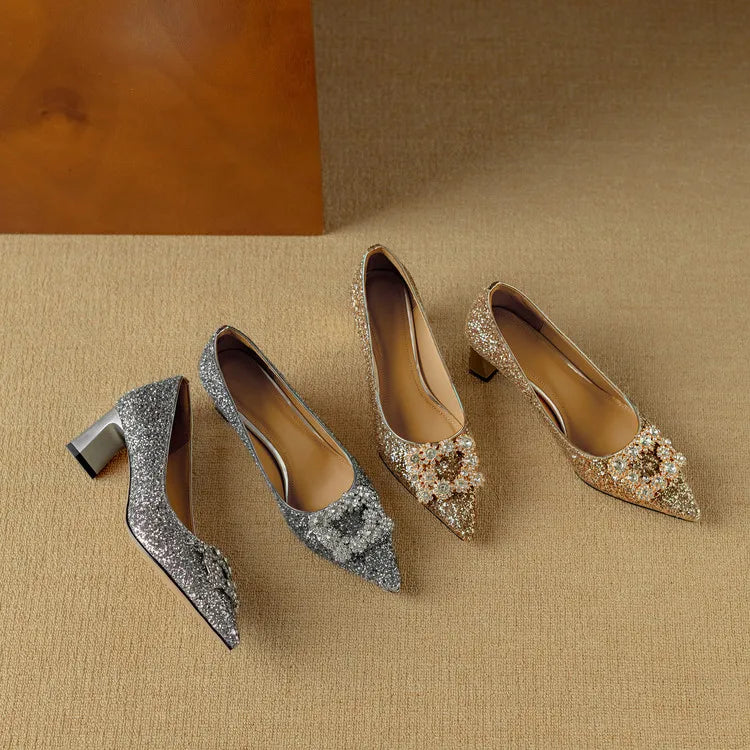 Women's Block Heel Pointed Toe Heels