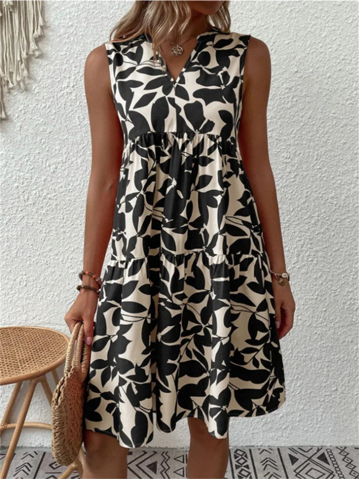 Women's V Neck Midi Dress – Black