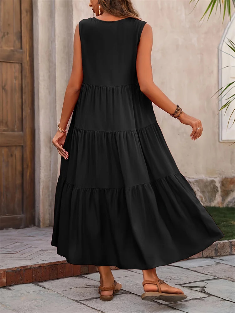 Women's V Neck Maxi Dress