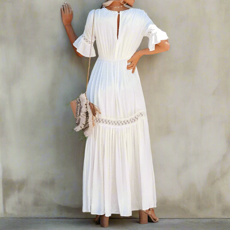 Hazel | Lace White Maxi Dress