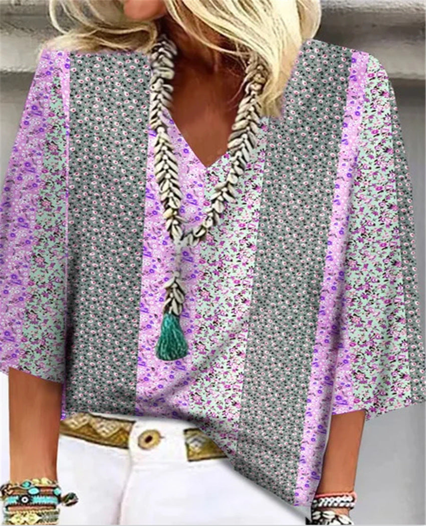 Women's V Neck Blouse – Purple