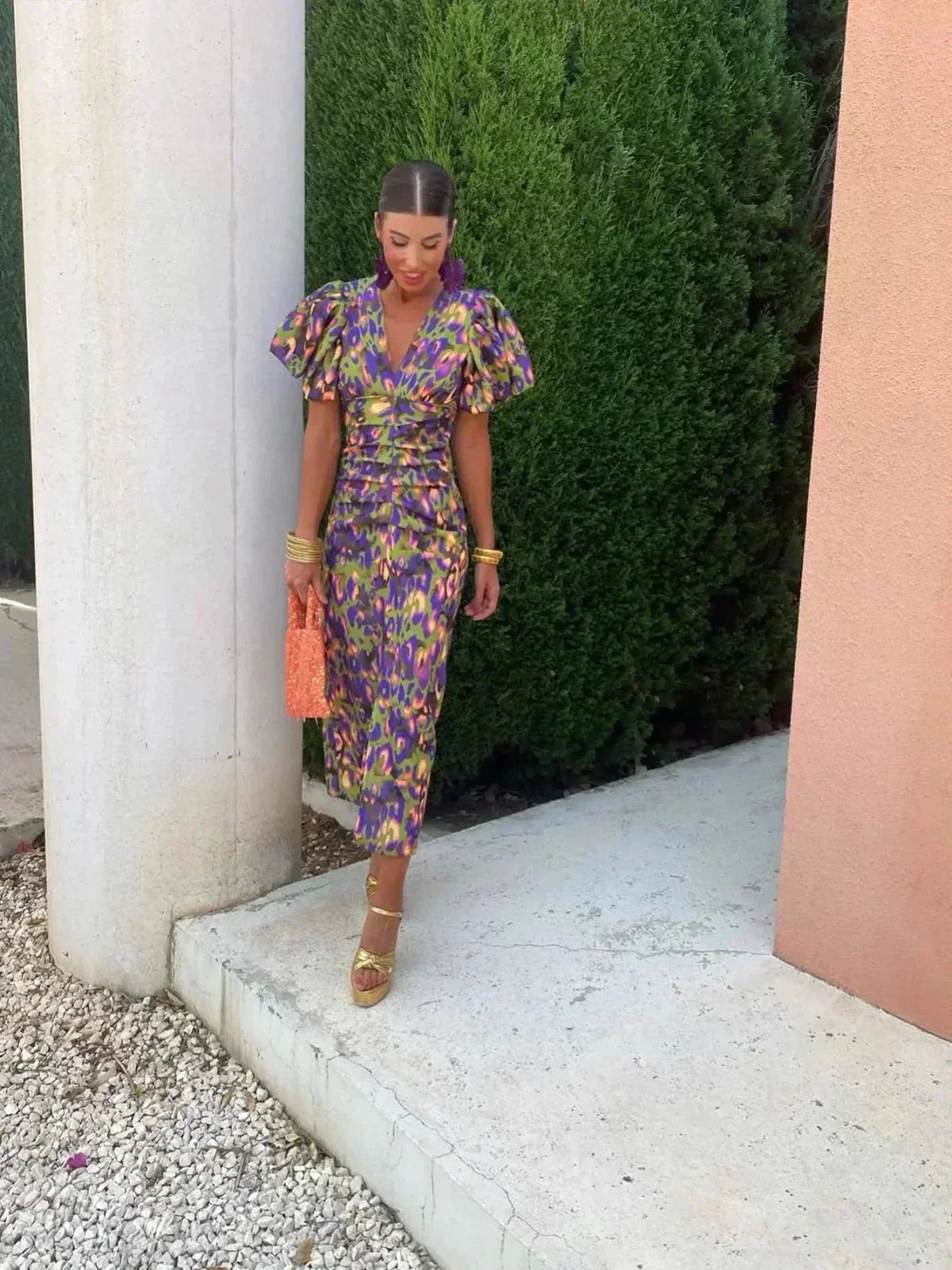 Women's Wrap Midi Dress – Multicolour