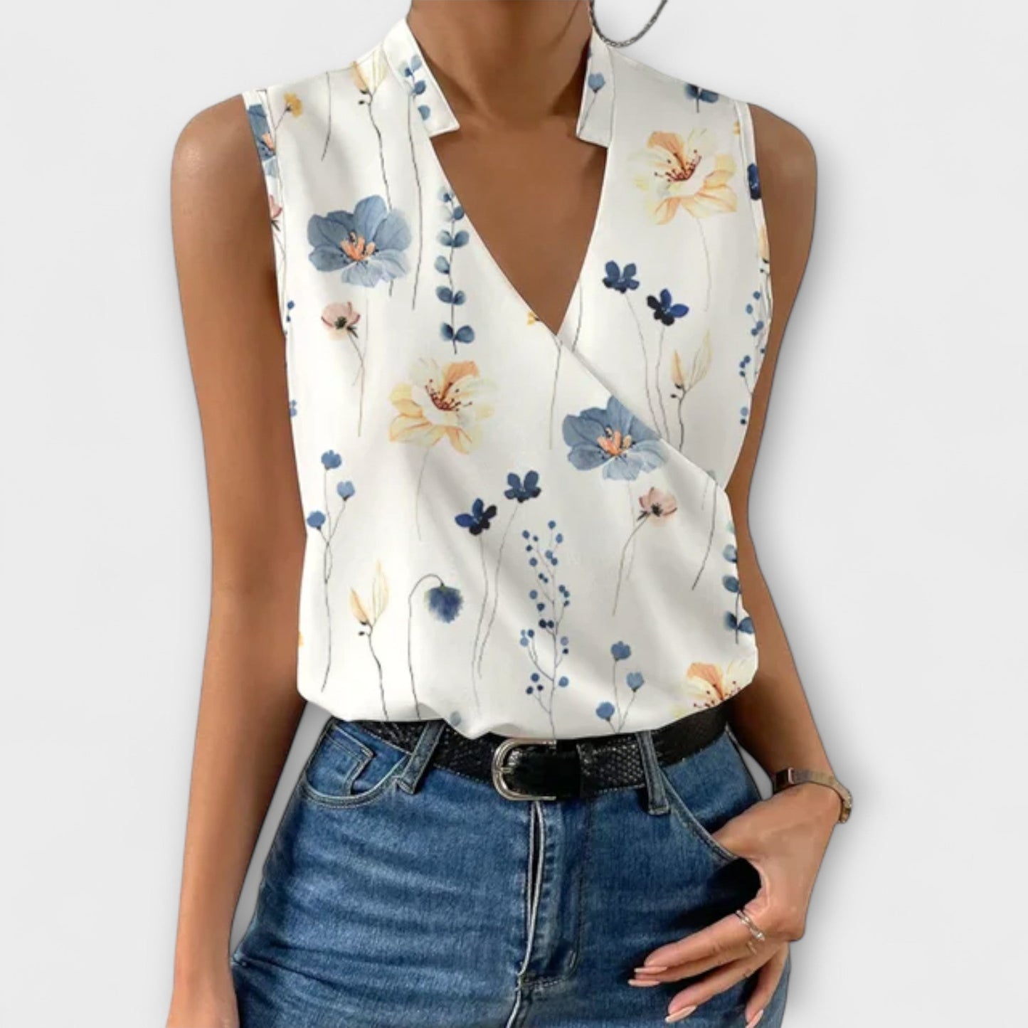 Women's Wrap Sleeveless Blouse – Floral 3