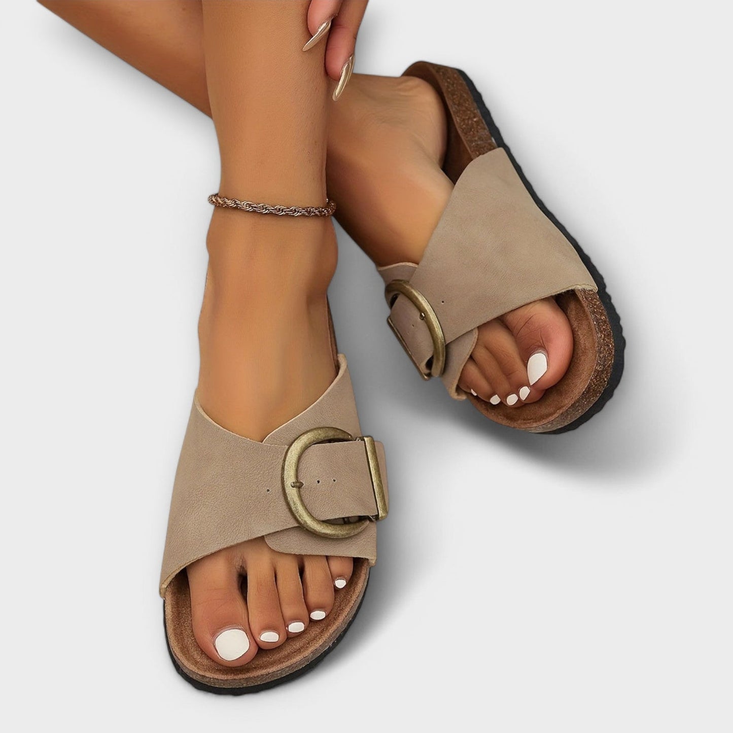 Women's Buckle Sandals – Khaki