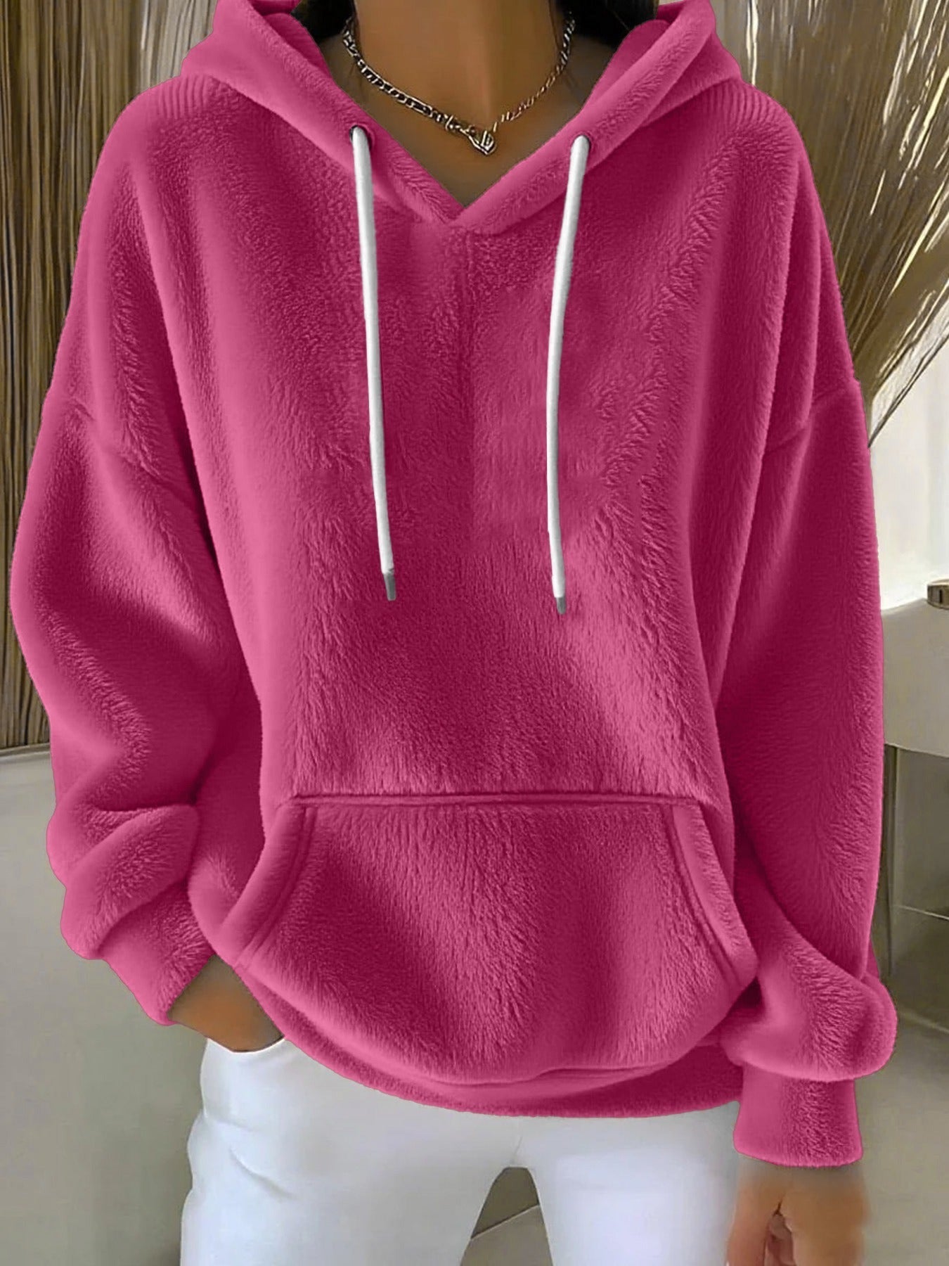 Women's Long Sleeve Hoodie – Rose Red