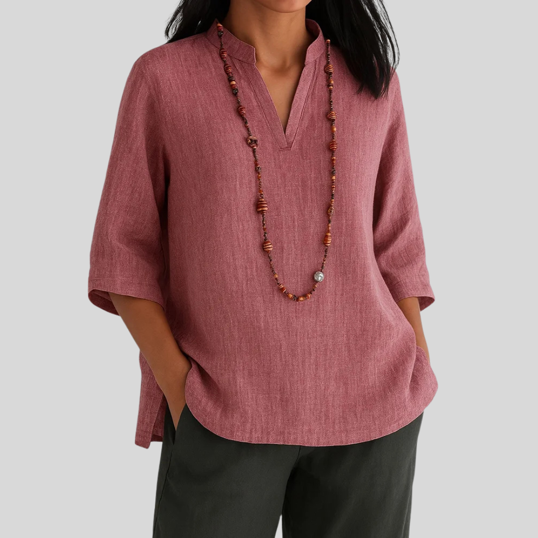 Women's V Neck Blouse – Red