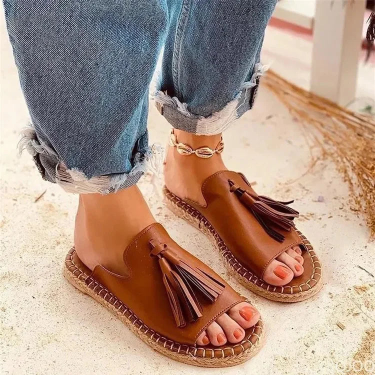 Women's Espadrille Slide Sandals – Brown