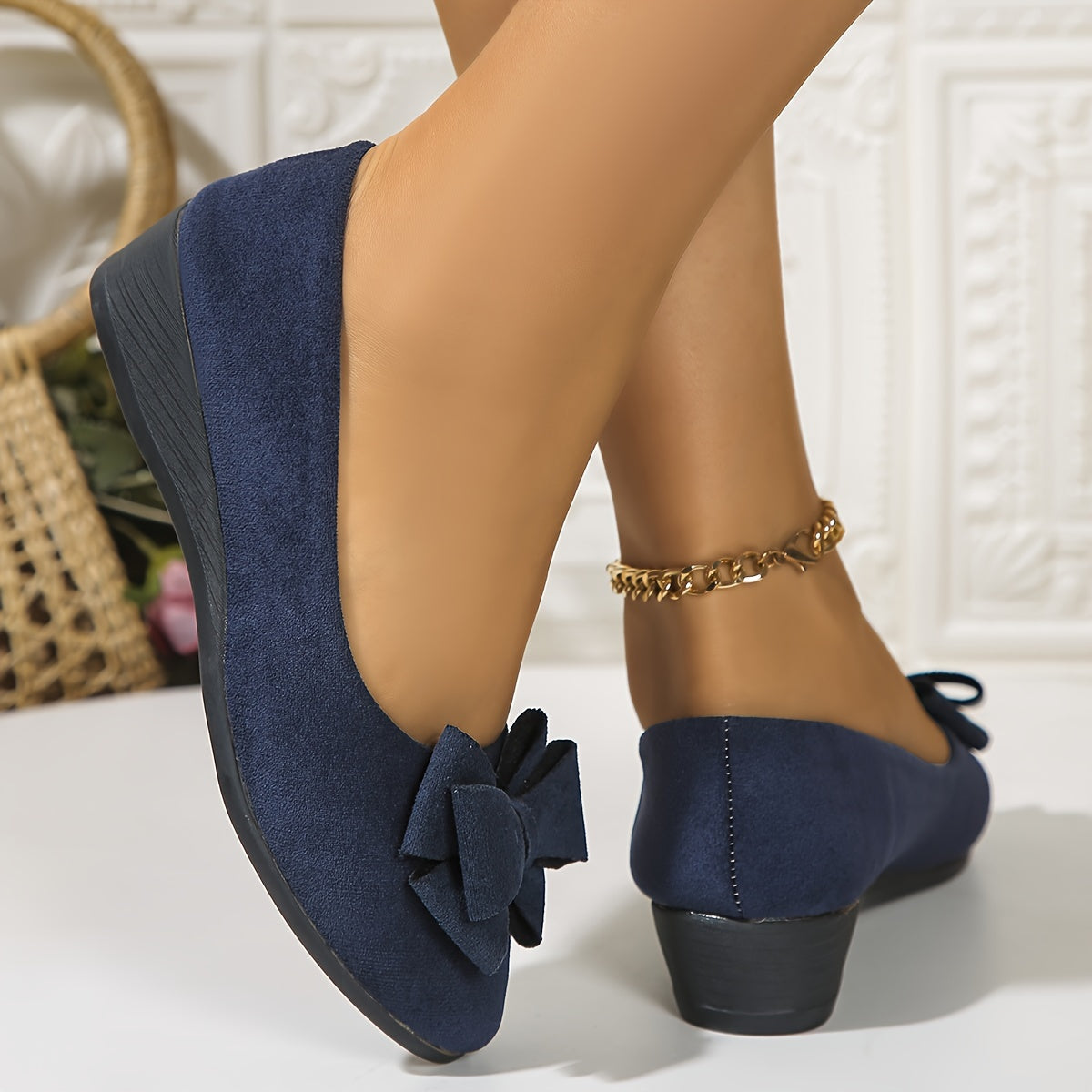 Women's Round Toe Bow Flats