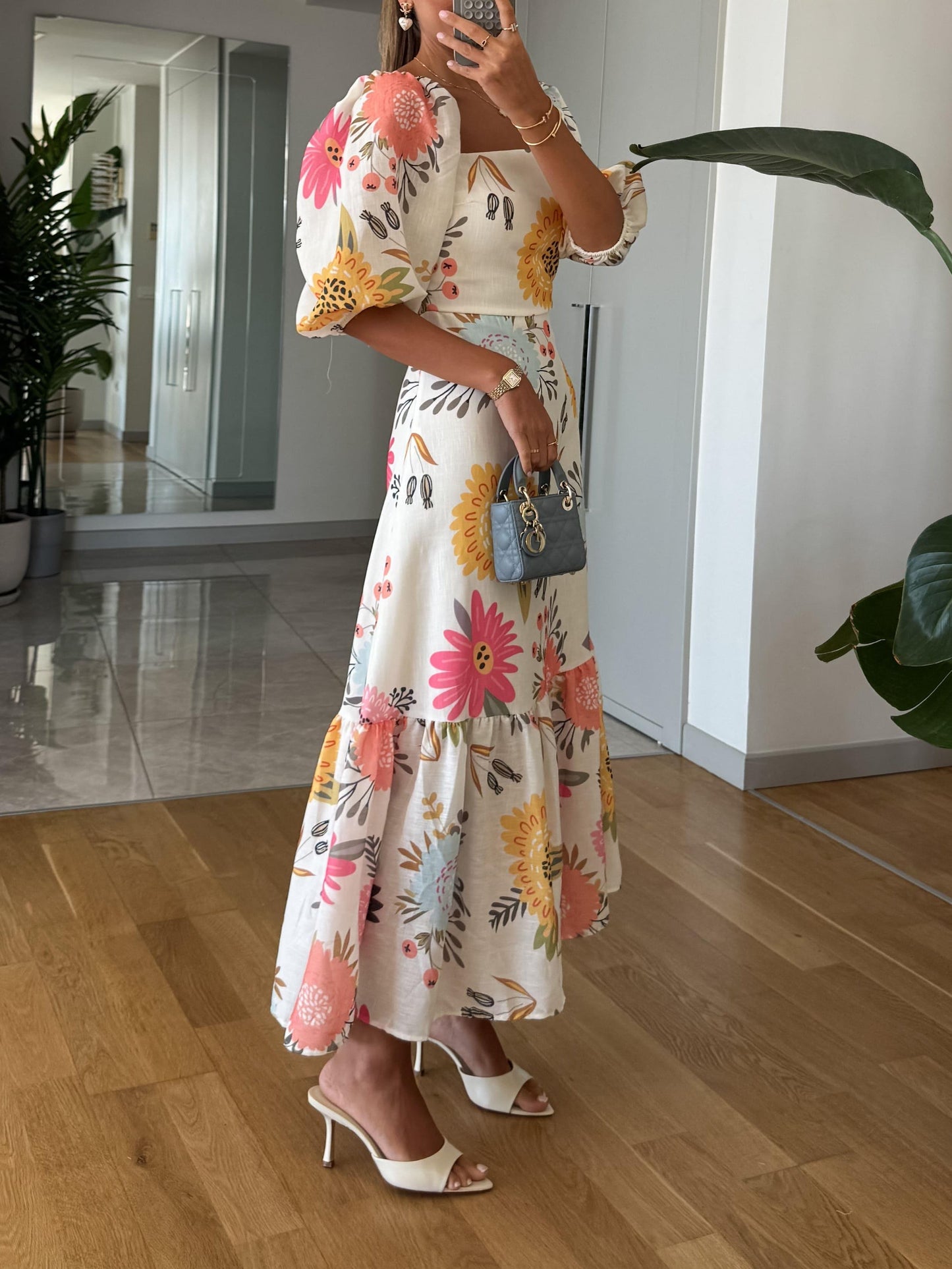 Women's Square Neck Midi Dress