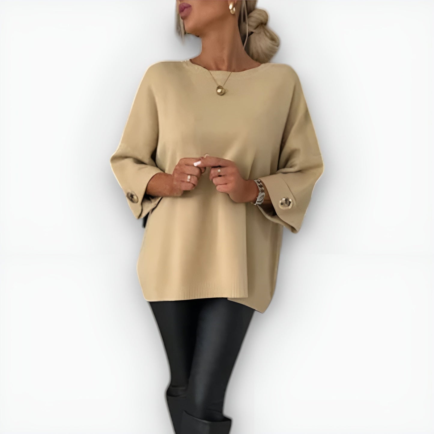 Women's Long Sleeve Pullover – Beige