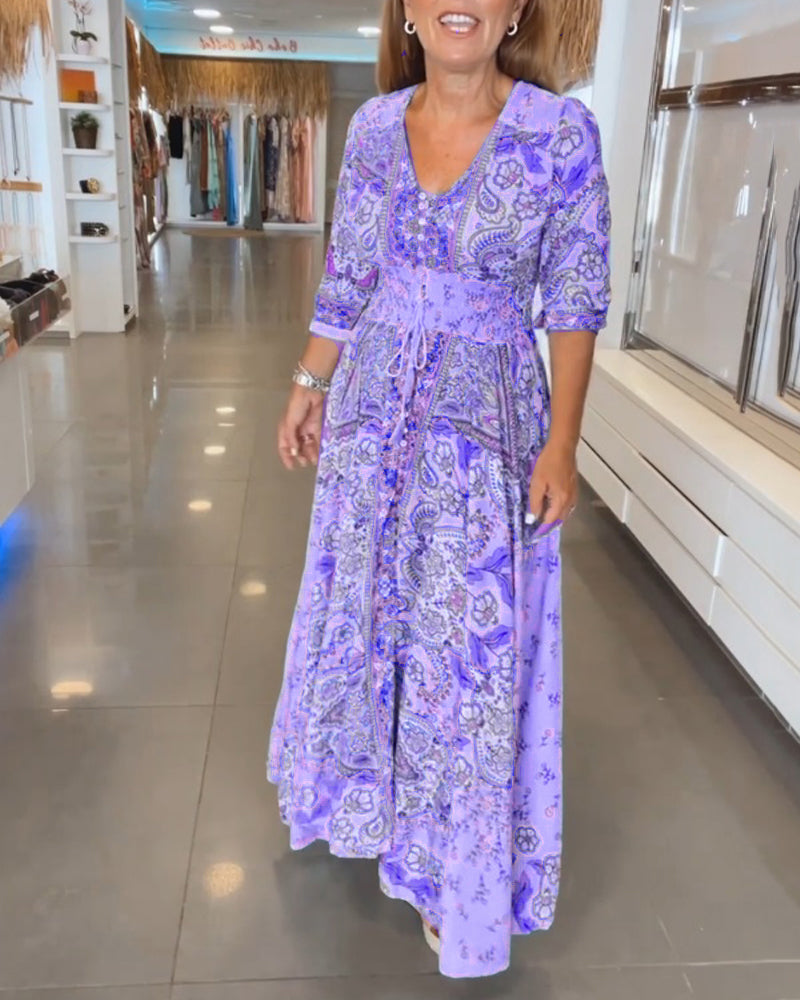 Women's V Neck Maxi Dress