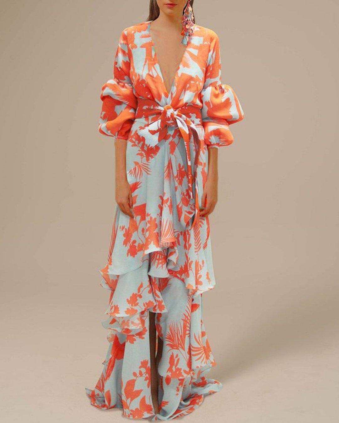 Women's Wrap Maxi Dress – Orange