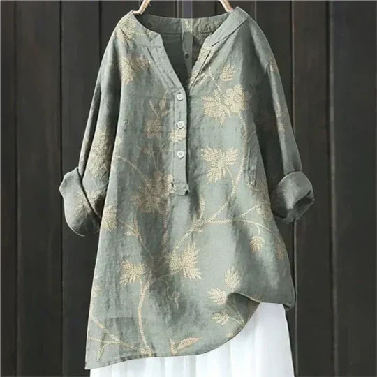 Women's V Neck Long Sleeve Blouse – Light Green