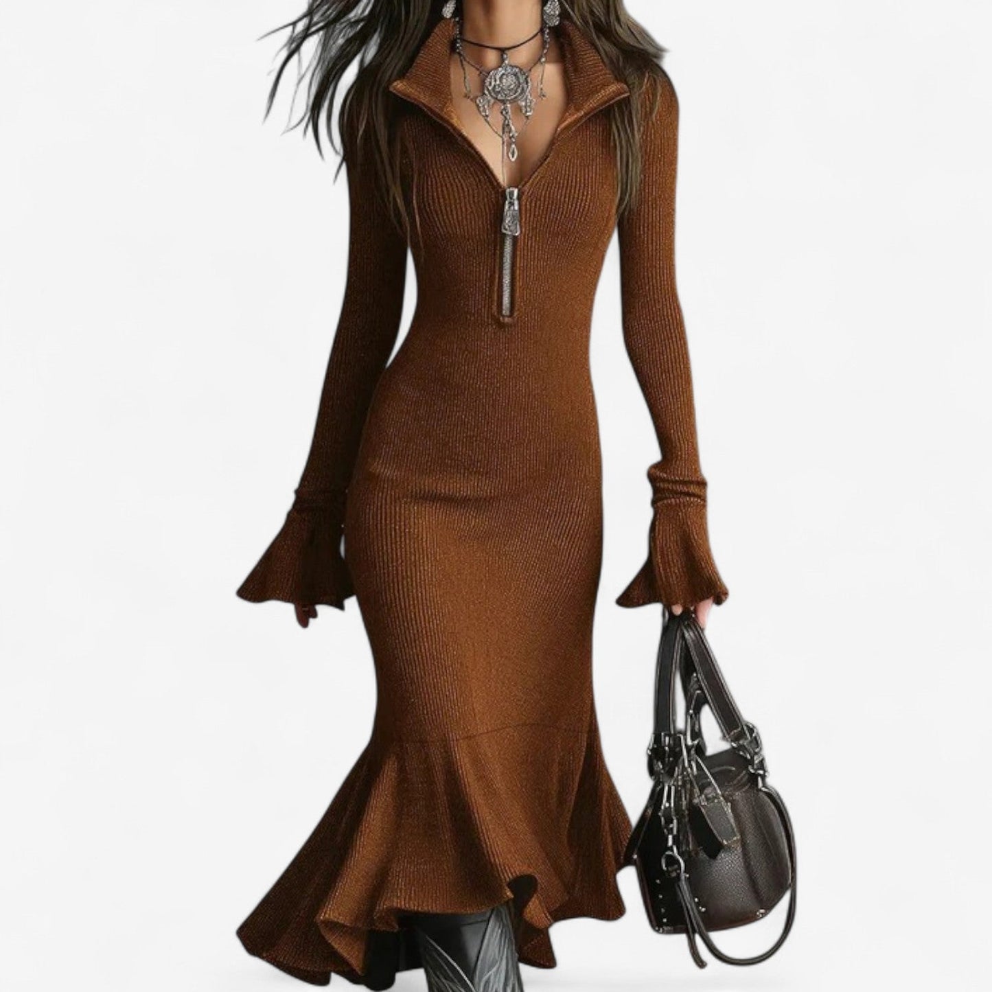 Women's Midi Dress – Brown