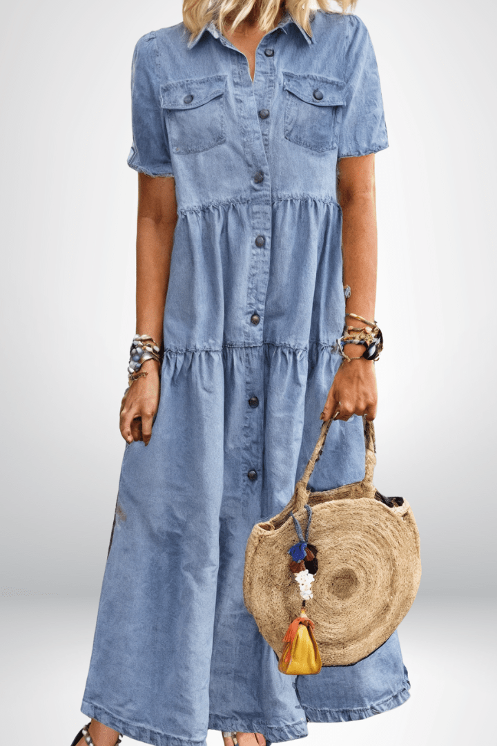 Women's Tiered Maxi Dress – Dark Blue