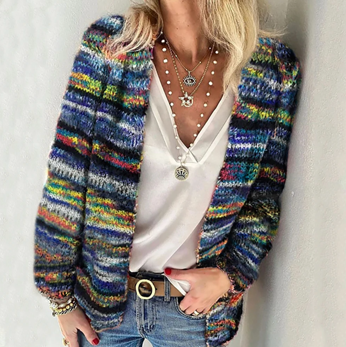 Women's Long Sleeve Cardigan – Blue