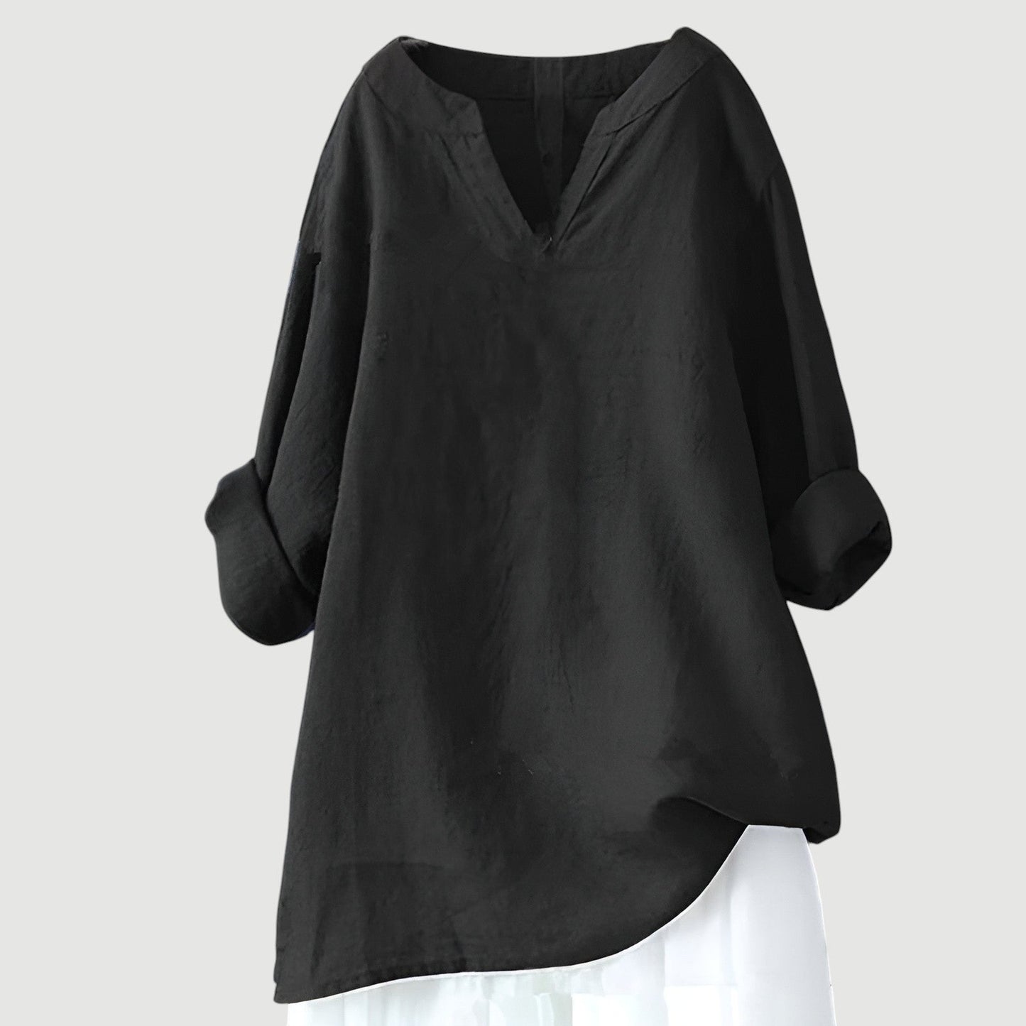 Women's V Neck Blouse – Black