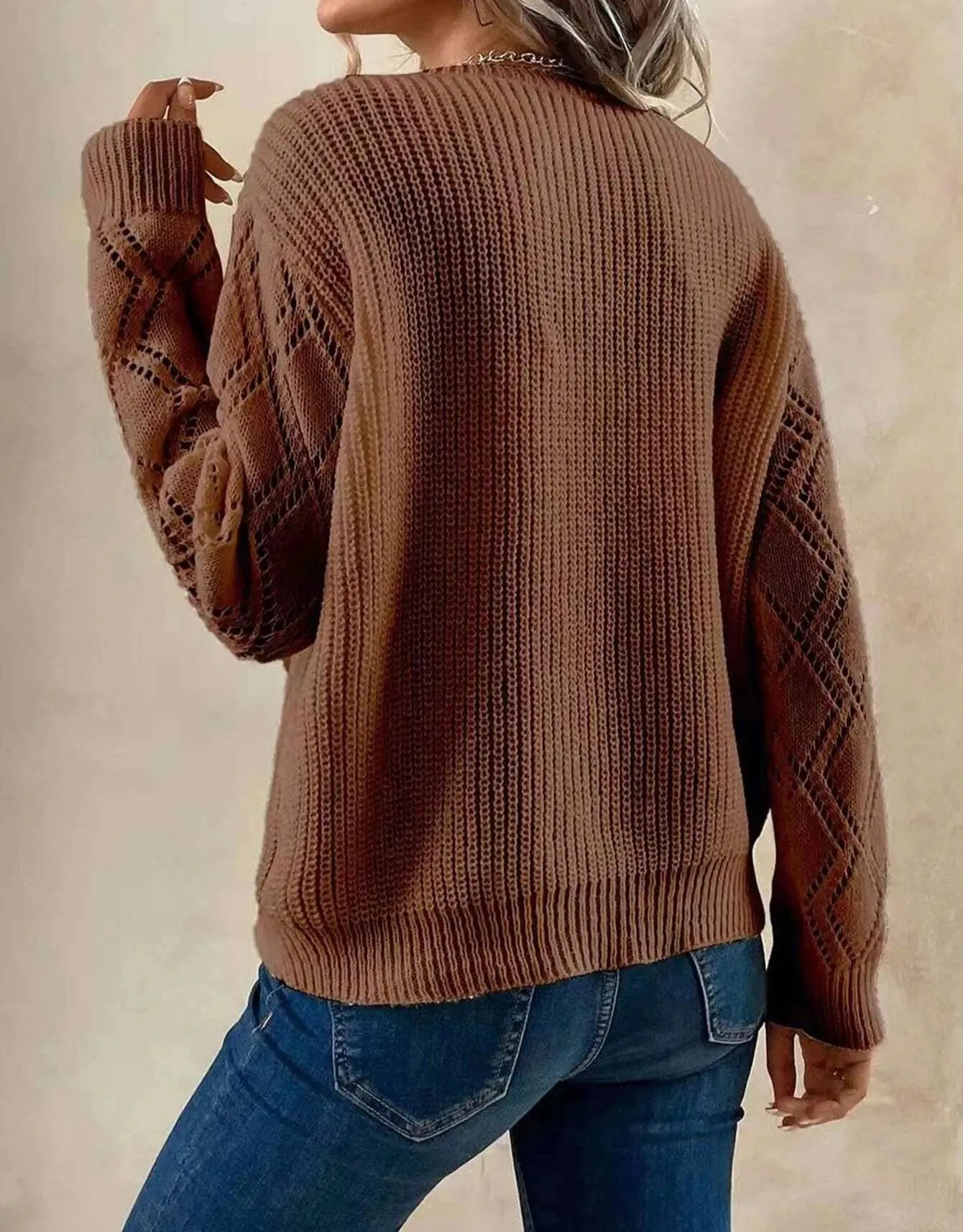 Women's V Neck Long Sleeve Sweater