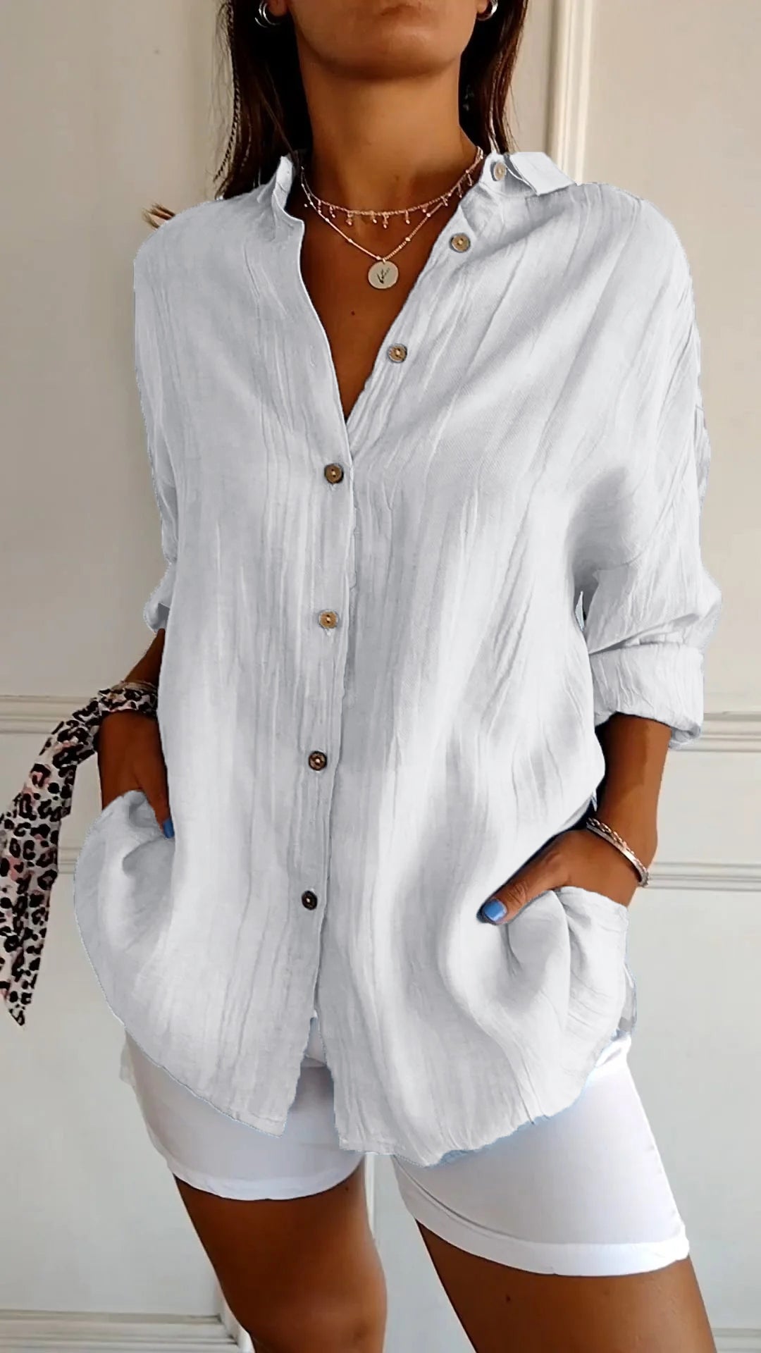 Women's Long Sleeve Blouse – White