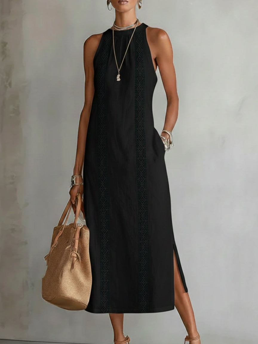 Women's Halter Maxi Dress – Black