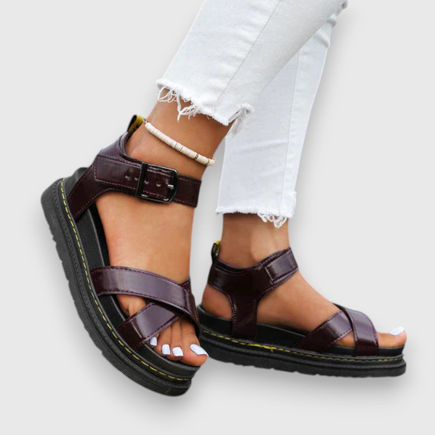 Women's Platform Ankle Strap Sandals – Brown