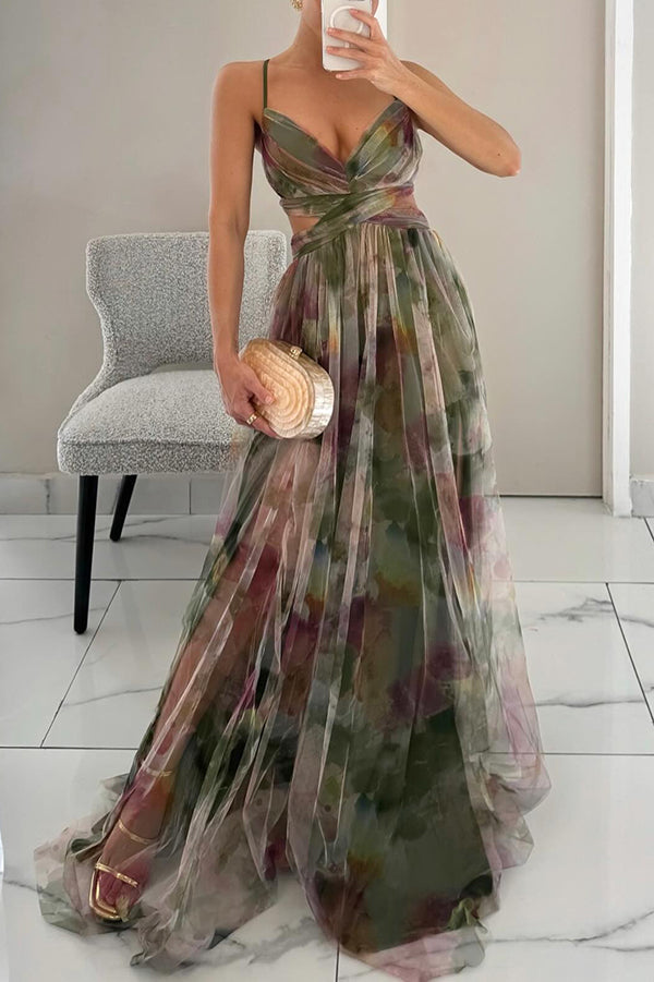 Women's V Neck Maxi Dress – Green