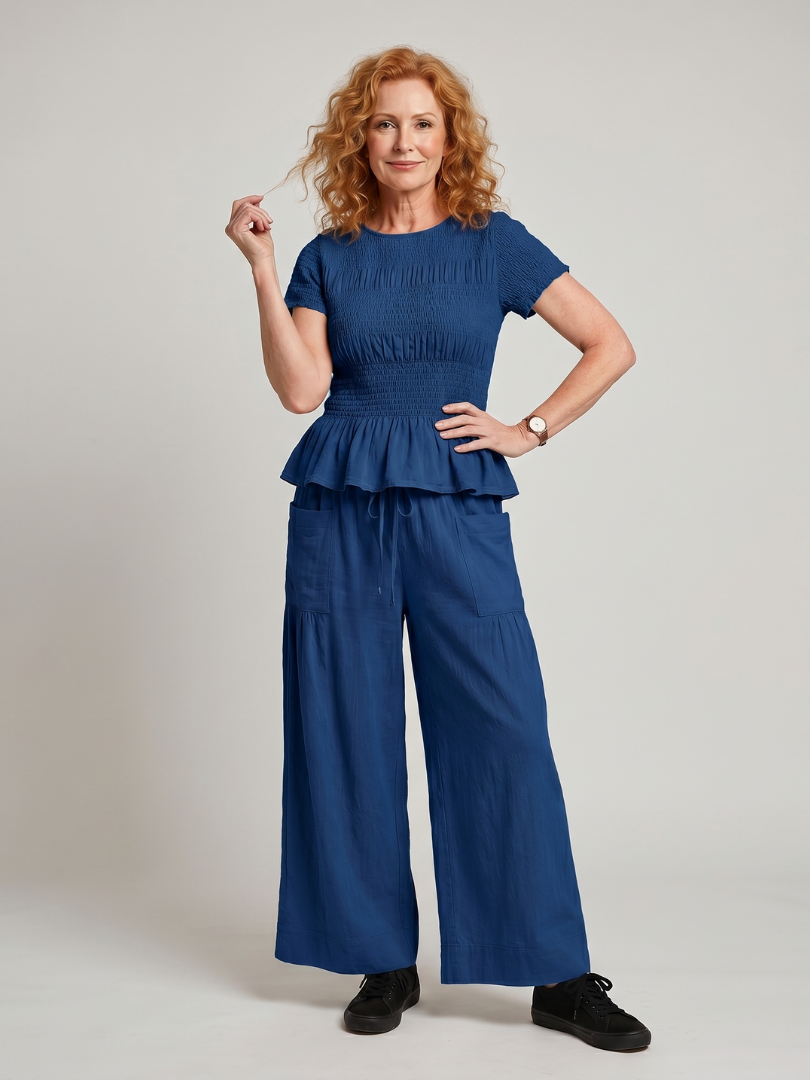 Women's Summer Pants Set – Blue