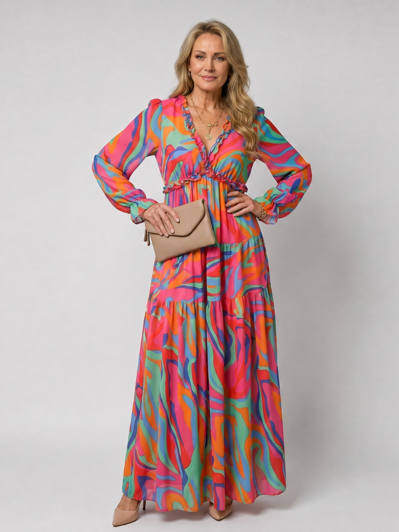 Women's Tiered Maxi Dress – Multicolor