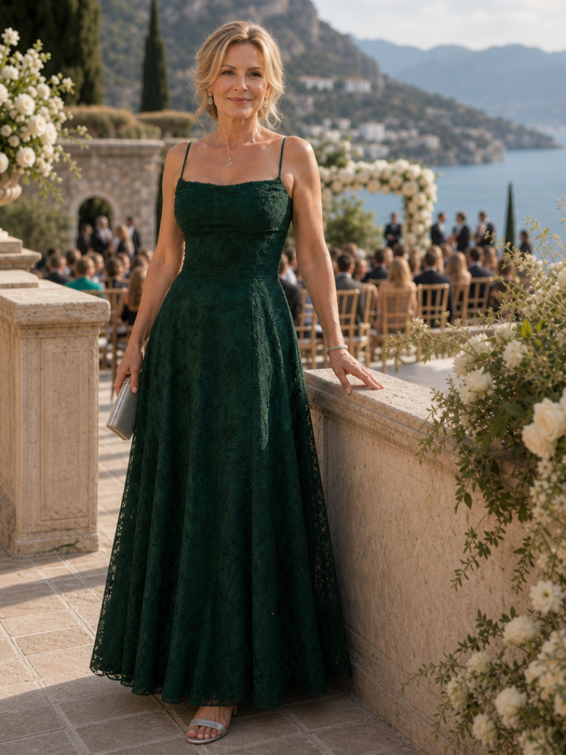 Women's Wedding Guest Maxi Dress – Dark Green