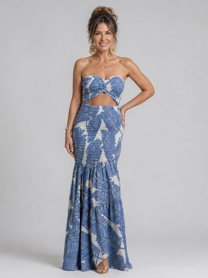 Women's Strapless Maxi Dress – Blue