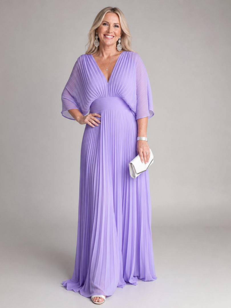 Women's V Neck Formal Maxi Dress – Purple