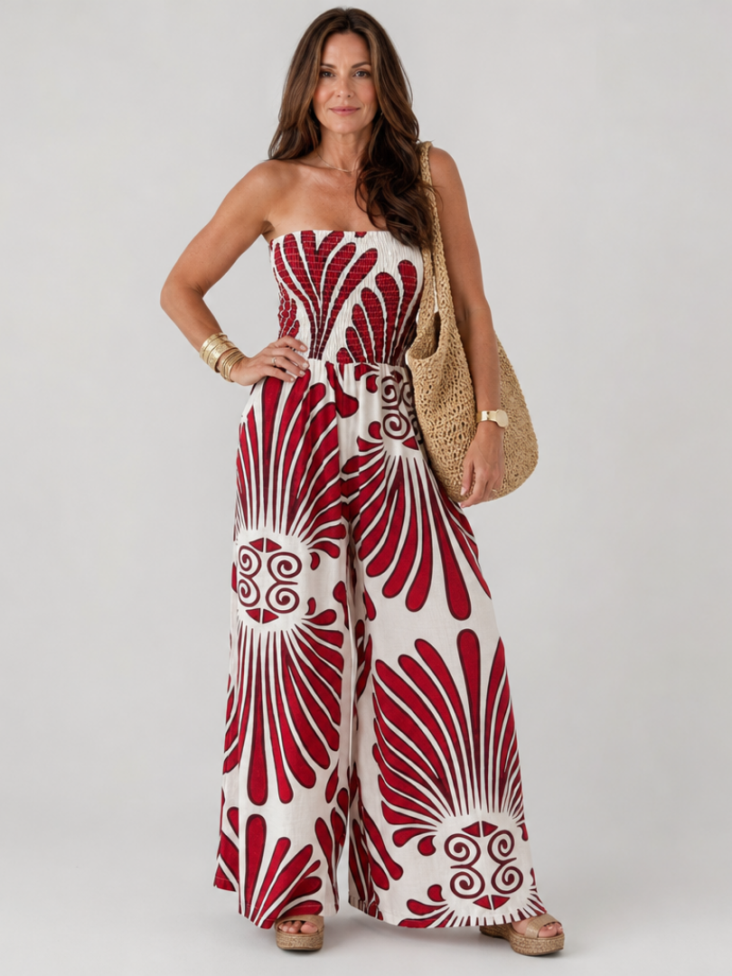 Women's Strapless Maxi Dress – Red
