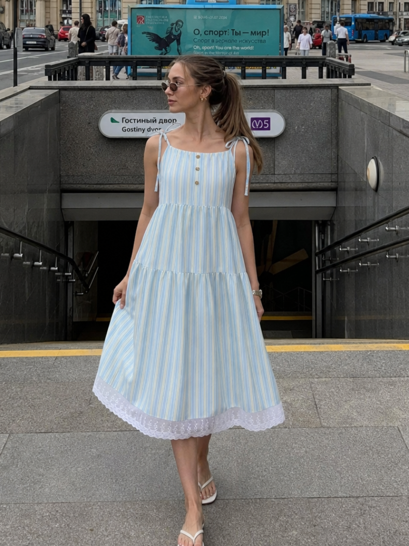 Women's Midi Dress – Sky Blue