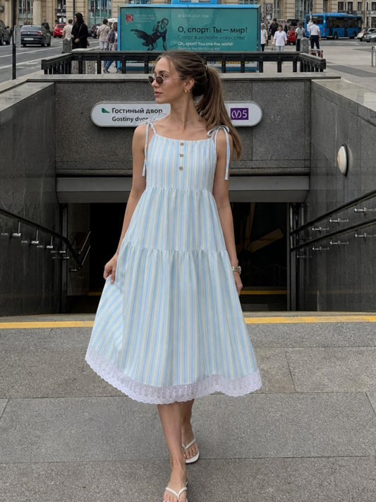 Women's Midi Dress – Sky Blue