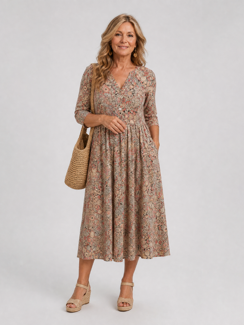 Women's Midi Dress – Beige