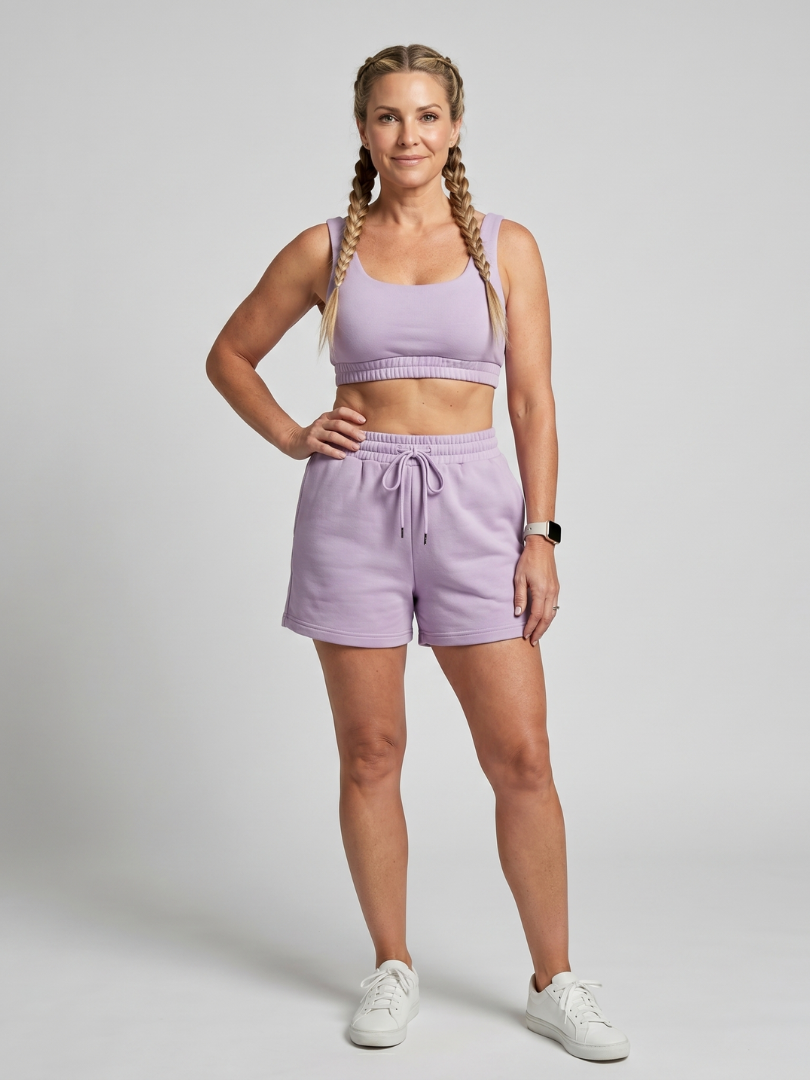 Women's Scoop Neck Sleeveless Summer Short Set – Purple