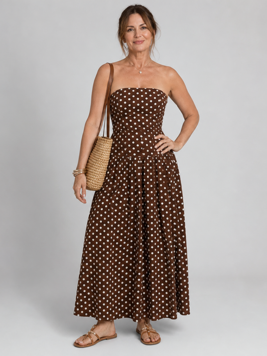 Women's Strapless Midi Dress – Brown