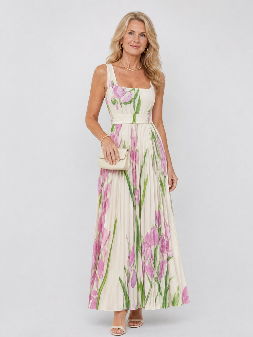 Women's Square Neck Midi Dress – White
