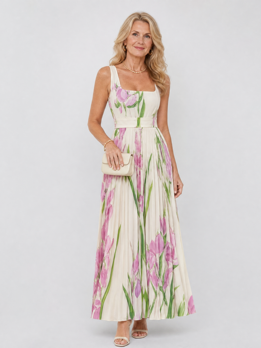 Women's Square Neck Midi Dress – White