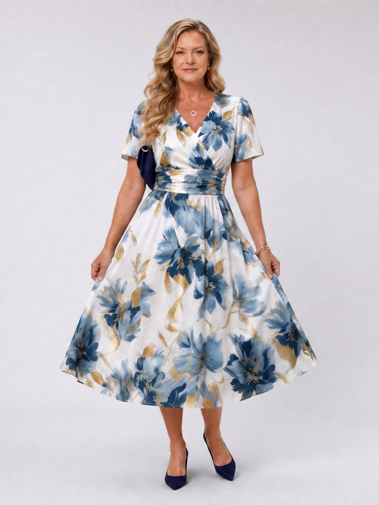 Women's Wrap Midi Dress – Multicolor