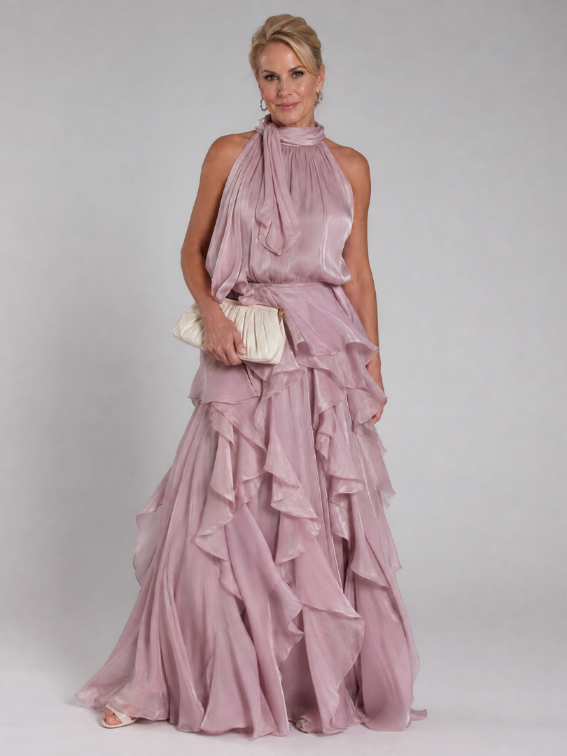 Women's Halter Cocktail Maxi Dress – Pink