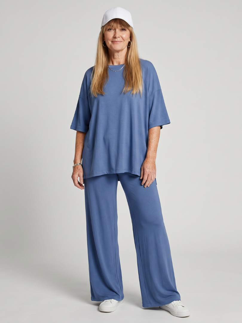 Women's Short Sleeve Summer Short Set – Blue