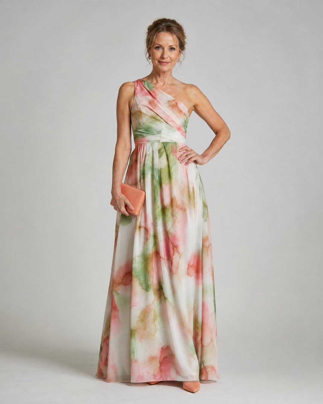 Women's One Shoulder Wedding Guest Maxi Dress – Multicolor