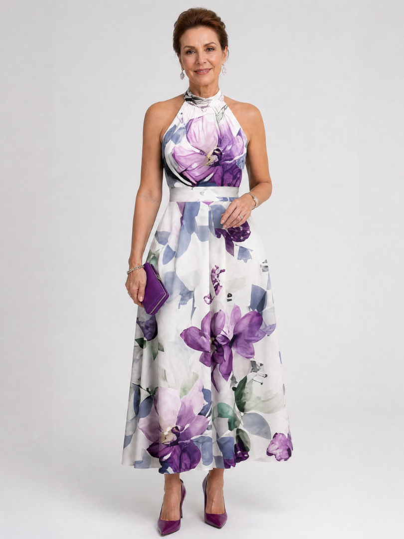 Women's Halter Midi Dress – Multicolor