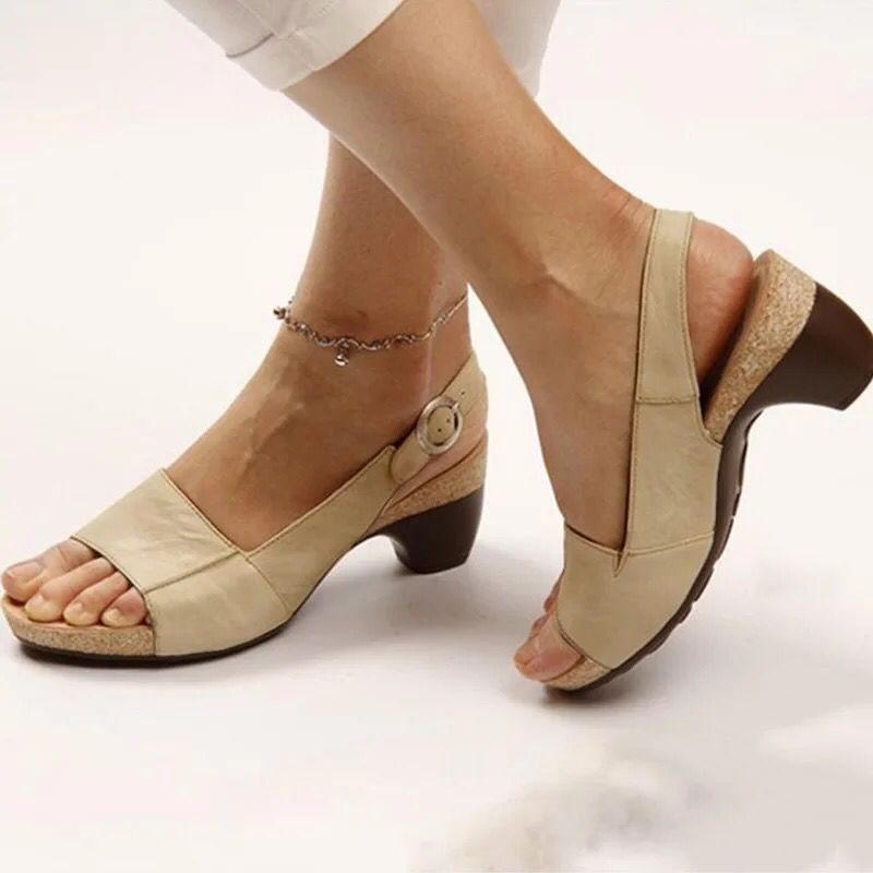 Women's Heeled Slingback Sandals – Khaki