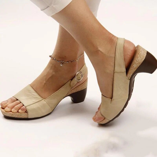 Women's Heeled Slingback Sandals – Khaki