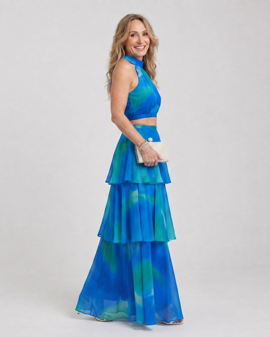 Women's Halter Wedding Guest Maxi Dress