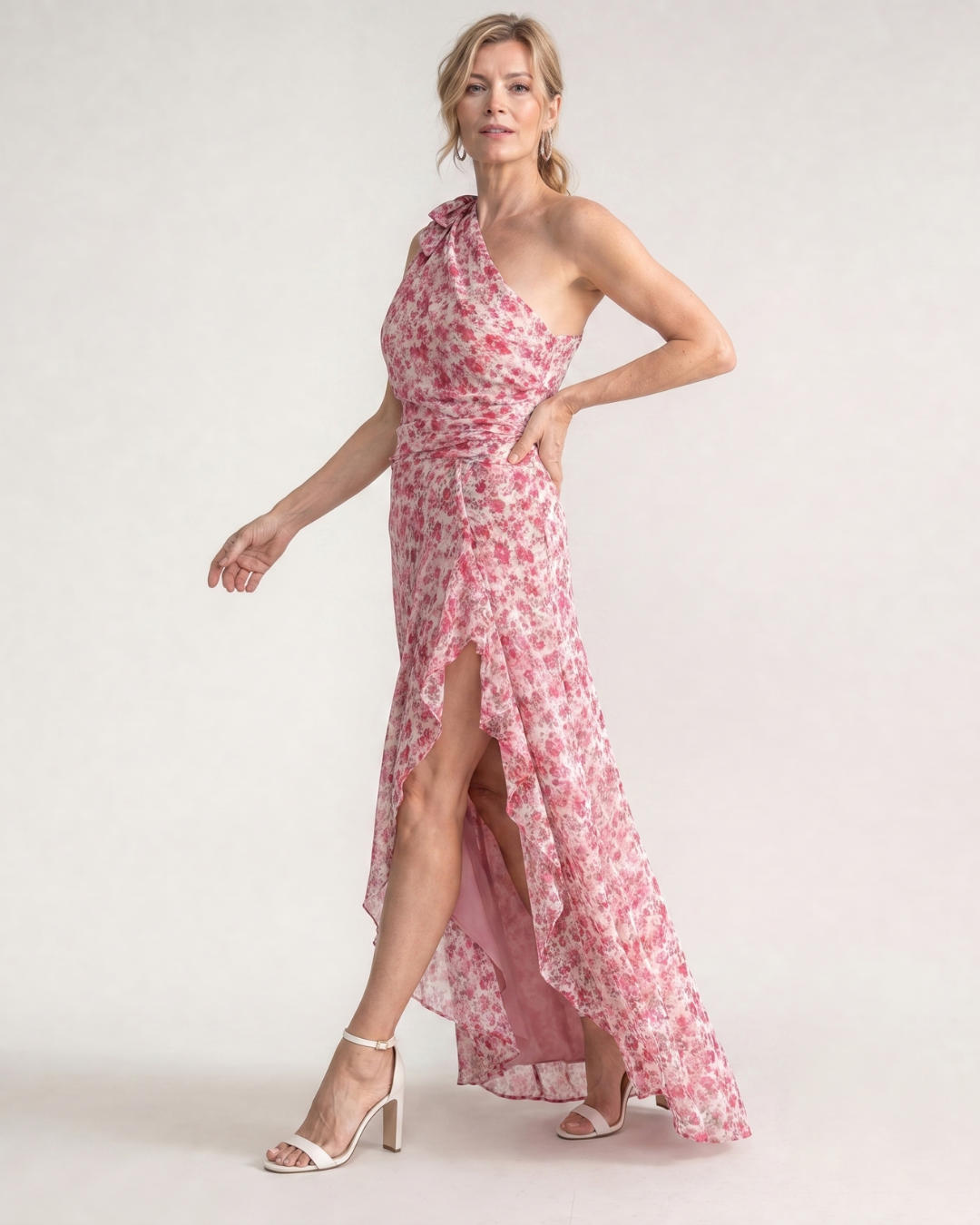 Women's One Shoulder Wedding Guest Midi Dress